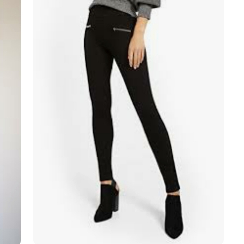 DREW Luxury Knit Pants Black Dual Hip Zipper Ponte Knit Leggings Spring Chic